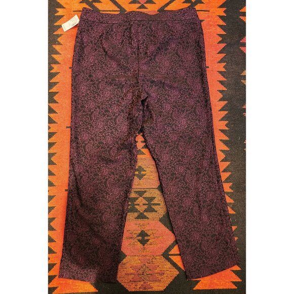 Counterparts Women's Size 16 Average Purple Floral Jacquard Stretch Pants - Picture 9 of 9